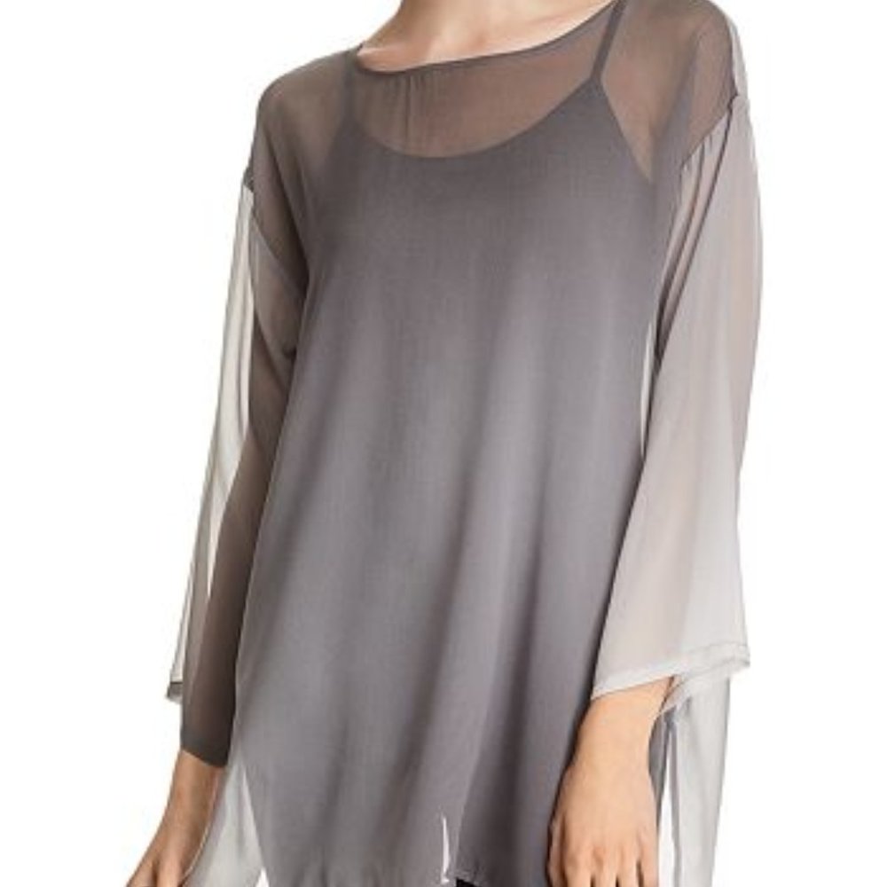 $278 Eileen Fisher Sheer Ombre Silk Tunic